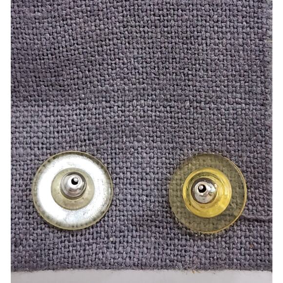 Black Gold Rhinestone Flower Shape Stud Earrings 1" Width - Picture 2 of 3